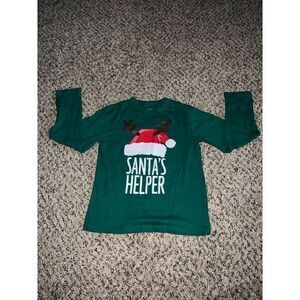 The Children's Place Green "Santa's Helper" boys long sleeve shirt size 5/6‎
